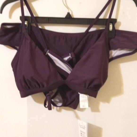 CUPSHE PLUM V-NECK BACK TIE SWIM TOP & STANDARD RISE BIKINI BOTTOMS SIZE XL NWT - Picture 3 of 9